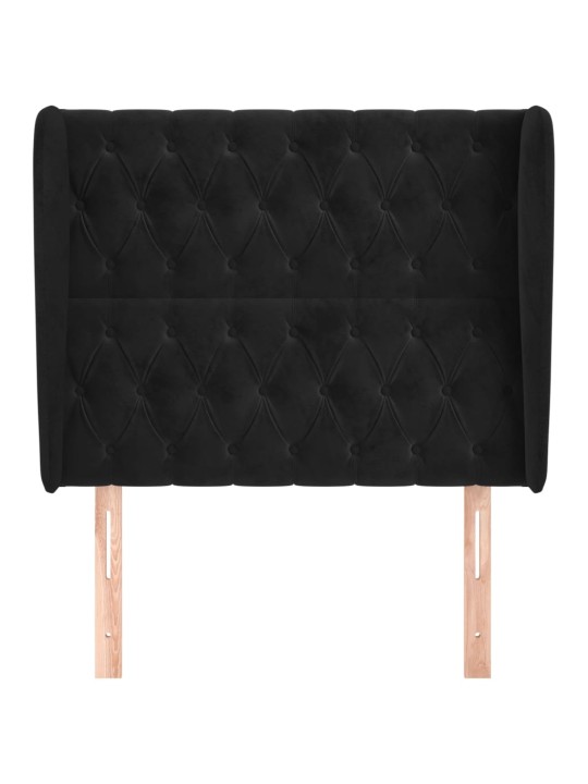 Voodipeats servadega, must, 93x23x118/128 cm, samet