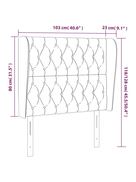 Voodipeats servadega, tumesinine, 103x23x118/128 cm, samet