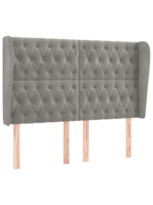Voodipeats servadega, helehall, 147x23x118/128 cm, samet