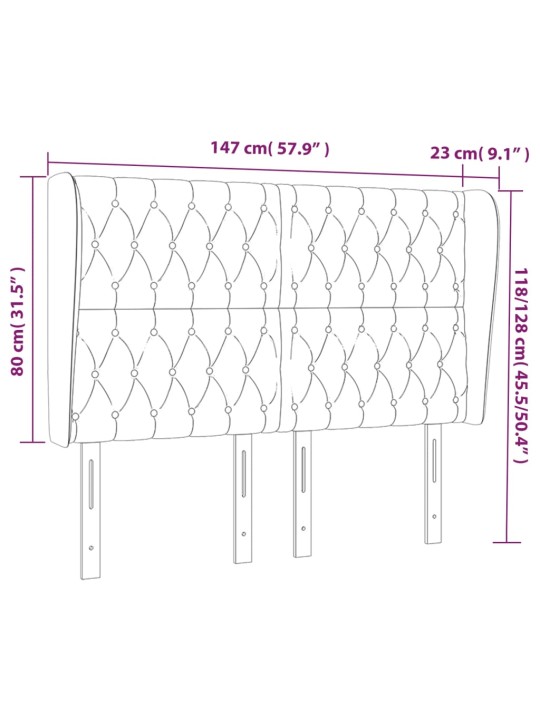 Voodipeats servadega, tumehall, 147x23x118/128 cm, samet