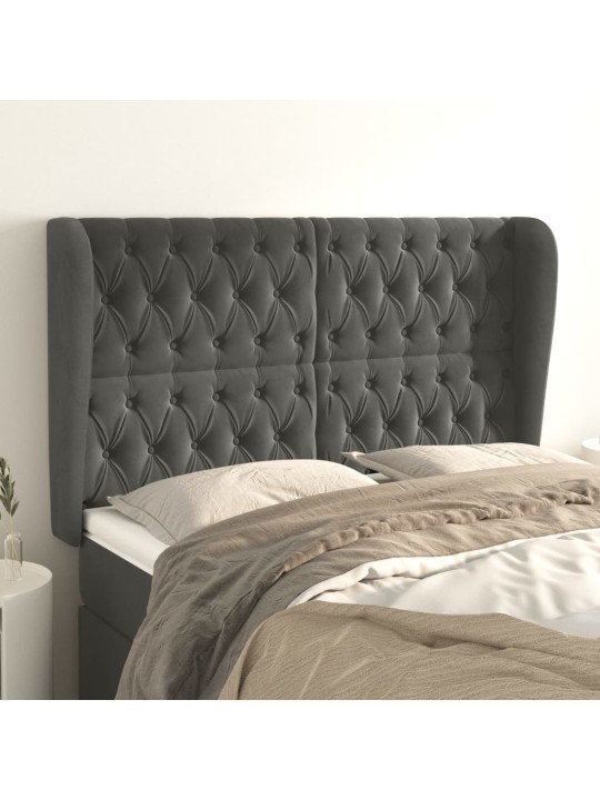 Voodipeats servadega, tumehall, 147x23x118/128 cm, samet