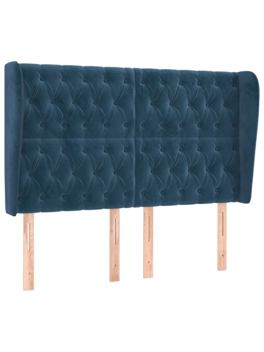 Voodipeats servadega, tumesinine, 147x23x118/128 cm, samet