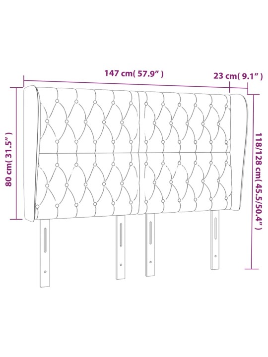 Voodipeats servadega, tumesinine, 147x23x118/128 cm, samet