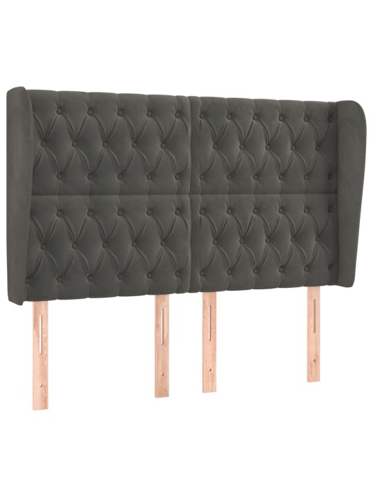 Voodipeats servadega, tumehall, 163x23x118/128 cm, samet