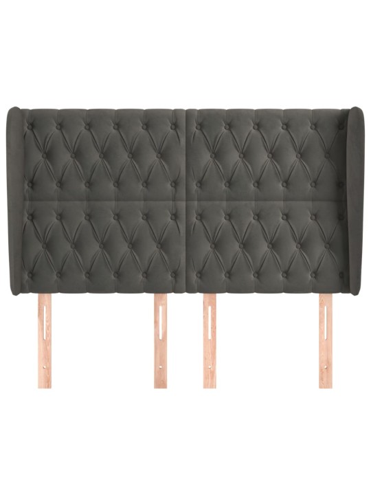 Voodipeats servadega, tumehall, 163x23x118/128 cm, samet