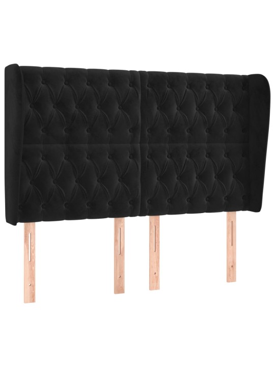Voodipeats servadega, must, 163x23x118/128 cm, samet