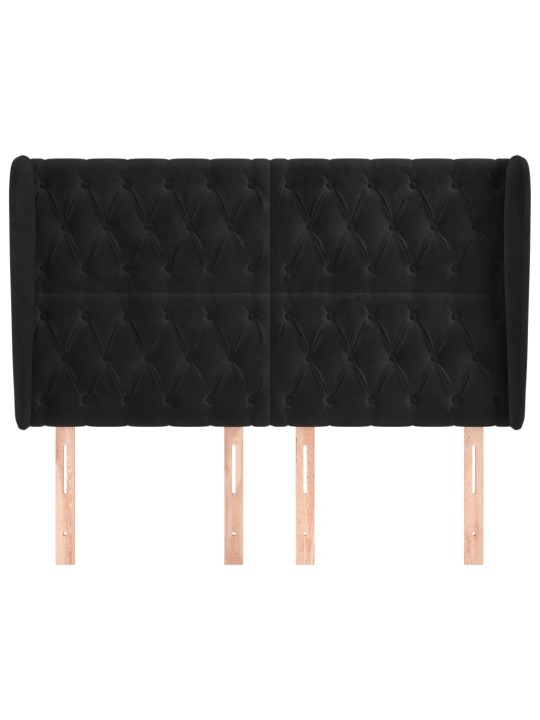 Voodipeats servadega, must, 163x23x118/128 cm, samet