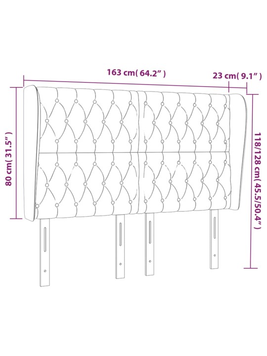 Voodipeats servadega, must, 163x23x118/128 cm, samet