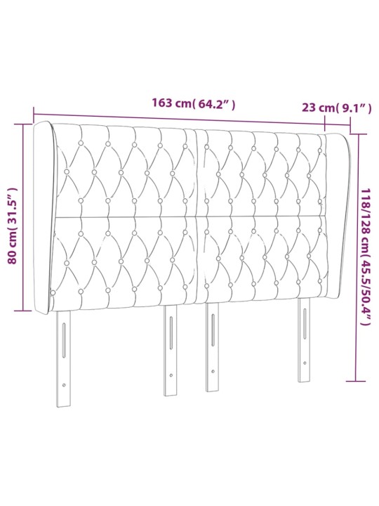 Voodipeats servadega, tumesinine, 163x23x118/128 cm, samet