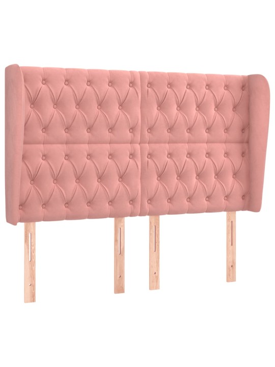 Voodipeats servadega, roosa, 147x23x118/128 cm, samet