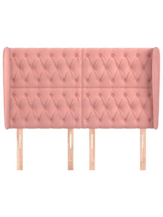 Voodipeats servadega, roosa, 147x23x118/128 cm, samet