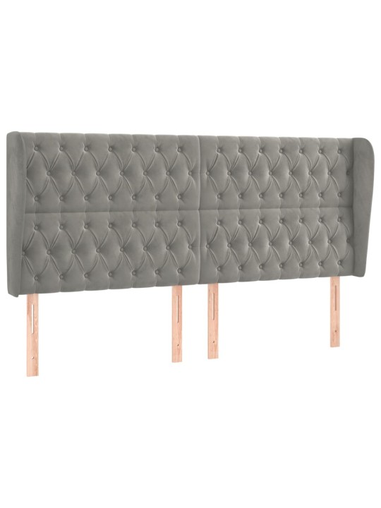 Voodipeats servadega, helehall, 183x23x118/128 cm, samet