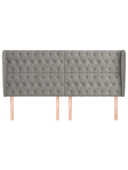 Voodipeats servadega, helehall, 183x23x118/128 cm, samet