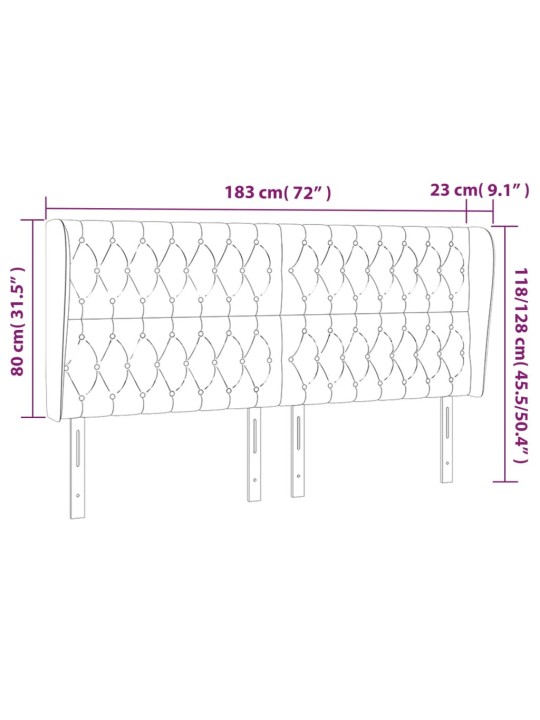 Voodipeats servadega, must, 183x23x118/128 cm, samet