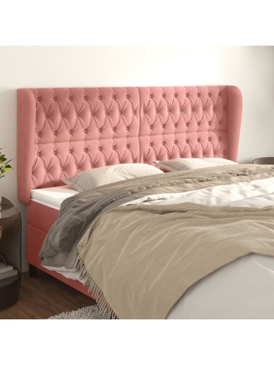 Voodipeats servadega, roosa, 183x23x118/128 cm, samet