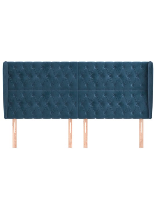 Voodipeats servadega, tumesinine, 203x23x118/128 cm, samet