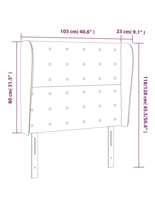 Voodipeats servadega, tumehall, 103x23x118/128 cm, kangas