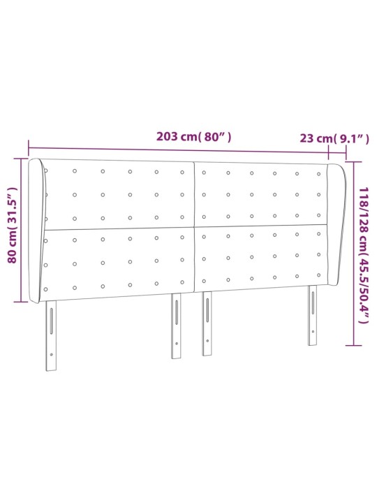 Voodipeats servadega, sinine, 203x23x118/128 cm, kangas