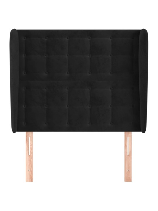 Voodipeats servadega, must, 83x23x118/88 cm, samet