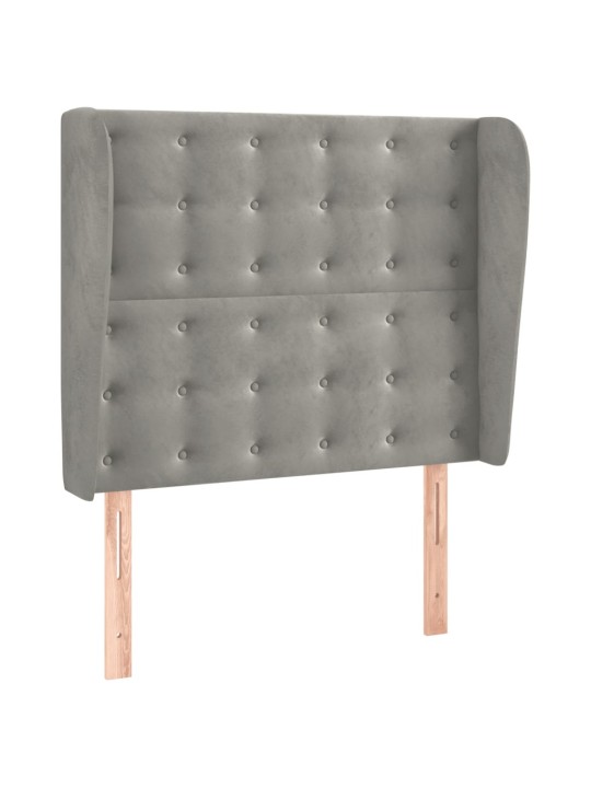 Voodipeats servadega, helehall, 93x23x118/128 cm, samet