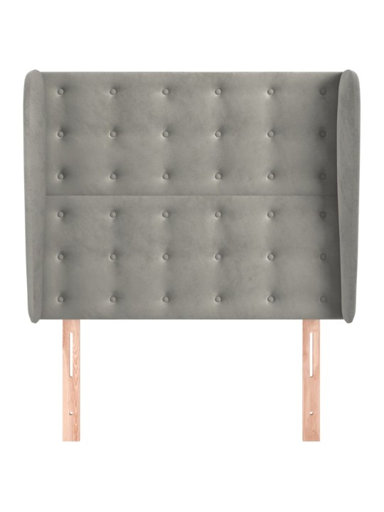 Voodipeats servadega, helehall, 93x23x118/128 cm, samet