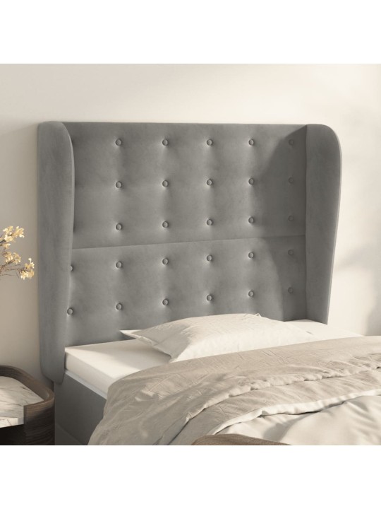 Voodipeats servadega, helehall, 93x23x118/128 cm, samet