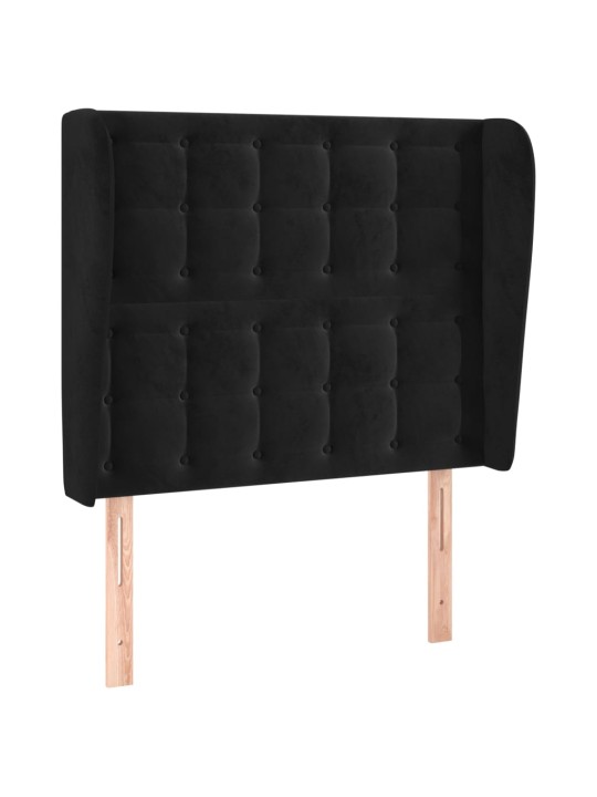 Voodipeats servadega, must, 93x23x118/128 cm, samet