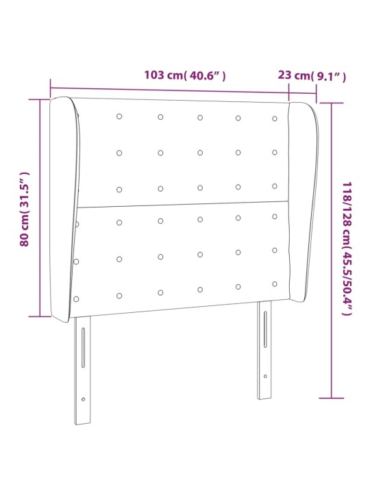 Voodipeats servadega, must, 103x23x118/128 cm, samet