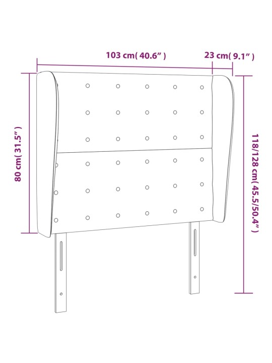 Voodipeats servadega, tumeroheline, 103x23x118/128 cm, samet