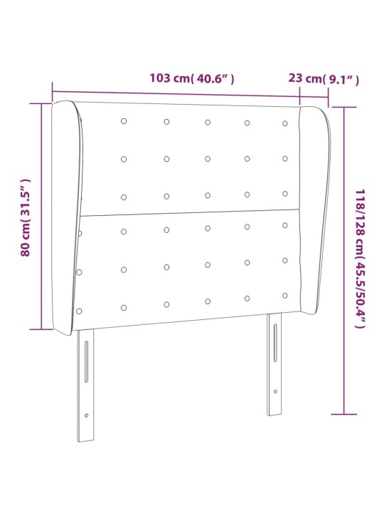Voodipeats servadega, tumesinine, 103x23x118/128 cm, samet