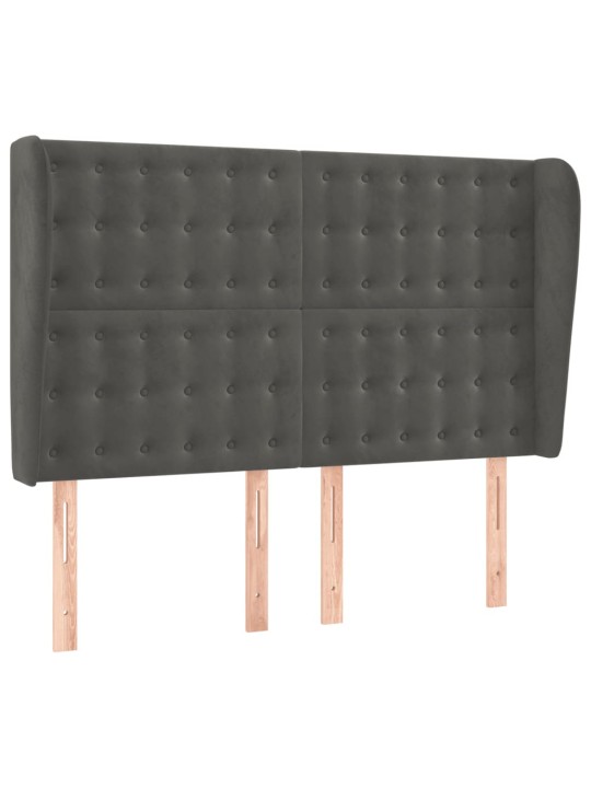 Voodipeats servadega, tumehall, 147x23x118/128 cm, samet