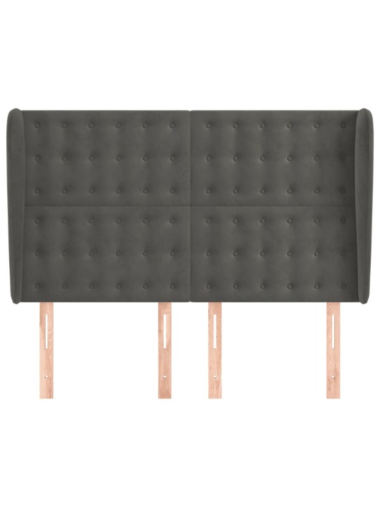 Voodipeats servadega, tumehall, 147x23x118/128 cm, samet