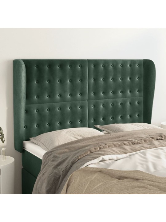Voodipeats servadega, tumeroheline, 147x23x118/128 cm, samet