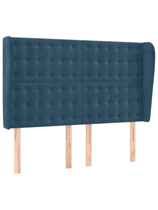 Voodipeats servadega, tumesinine, 147x23x118/128 cm, samet