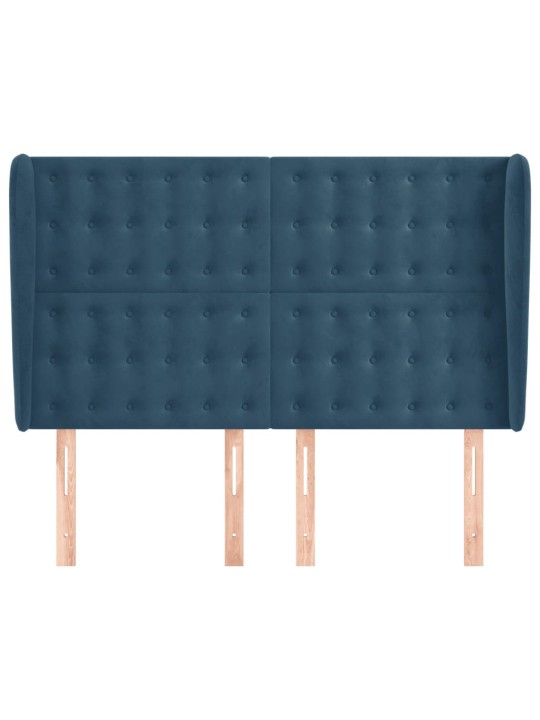 Voodipeats servadega, tumesinine, 147x23x118/128 cm, samet