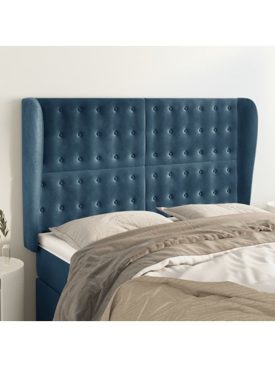 Voodipeats servadega, tumesinine, 147x23x118/128 cm, samet
