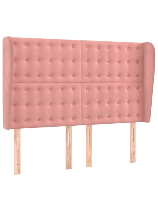 Voodipeats servadega, roosa, 147x23x118/128 cm, samet