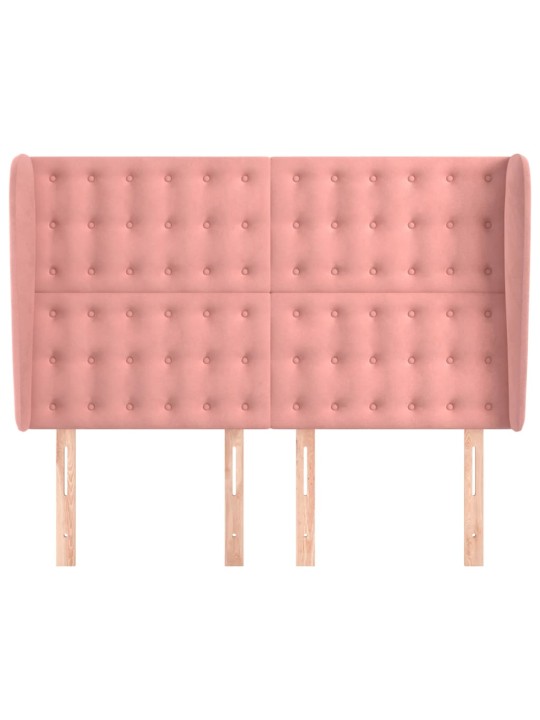 Voodipeats servadega, roosa, 147x23x118/128 cm, samet