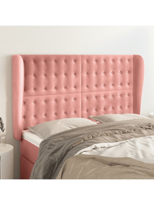 Voodipeats servadega, roosa, 147x23x118/128 cm, samet