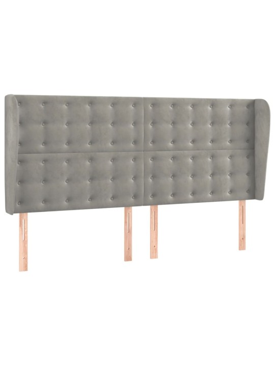 Voodipeats servadega, helehall, 163x23x118/128 cm, samet