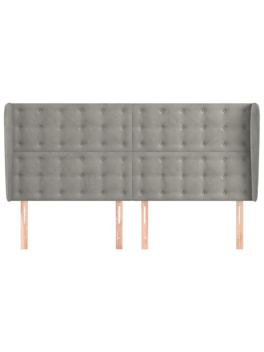 Voodipeats servadega, helehall, 163x23x118/128 cm, samet
