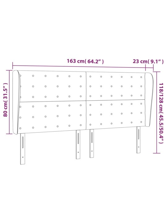 Voodipeats servadega, tumehall, 163x23x118/128 cm, samet