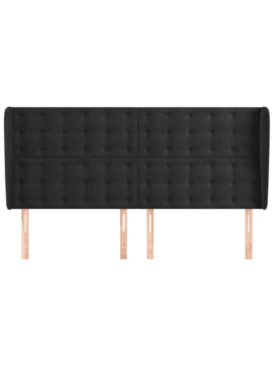 Voodipeats servadega, must, 163x23x118/128 cm, samet