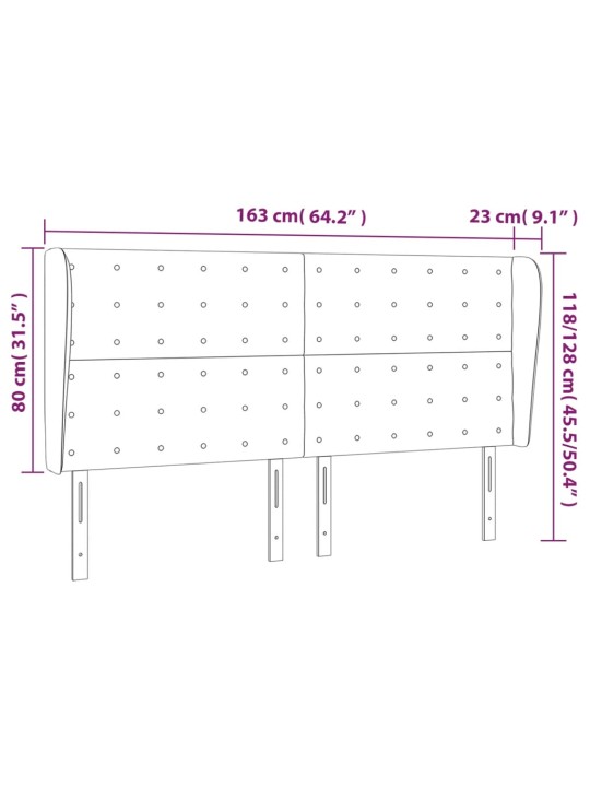 Voodipeats servadega, tumeroheline, 163x23x118/128 cm, samet