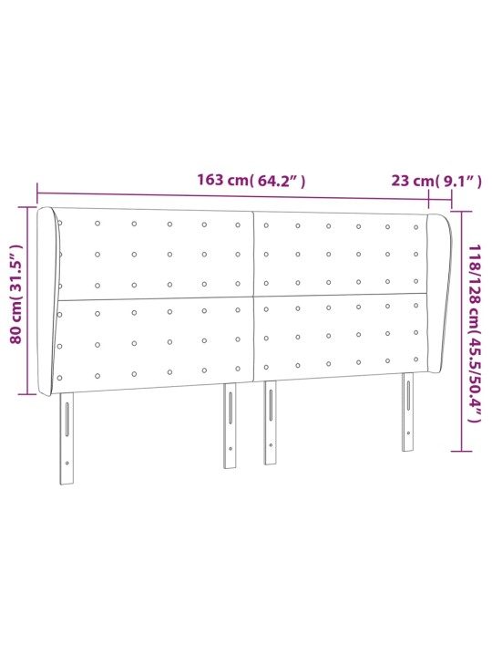 Voodipeats servadega, tumesinine, 163x23x118/128 cm, samet