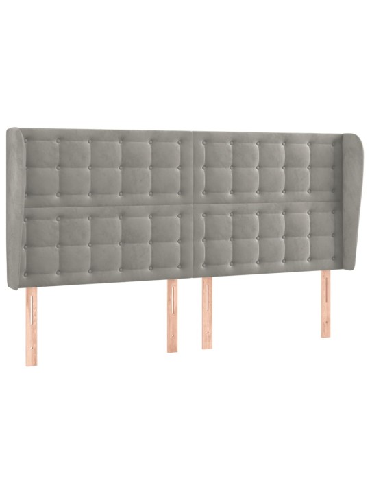 Voodipeats servadega, helehall, 183x23x118/128 cm, samet