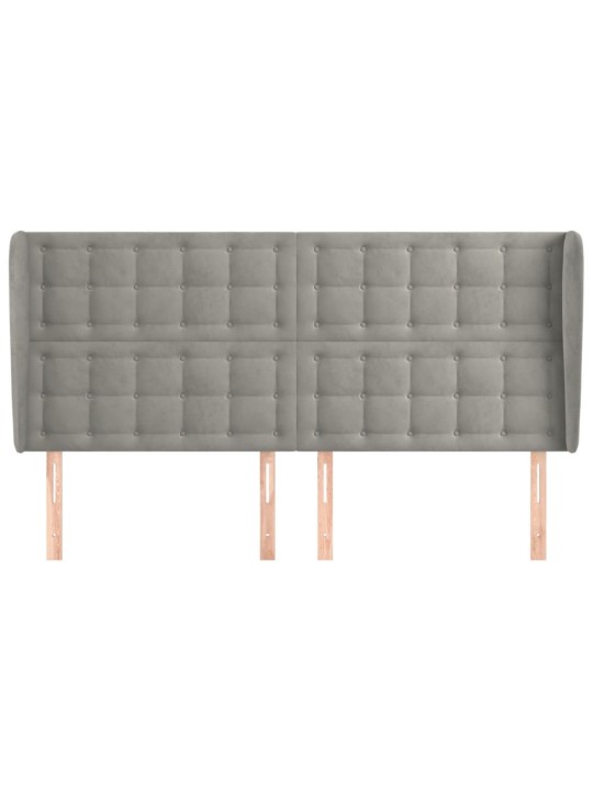 Voodipeats servadega, helehall, 183x23x118/128 cm, samet