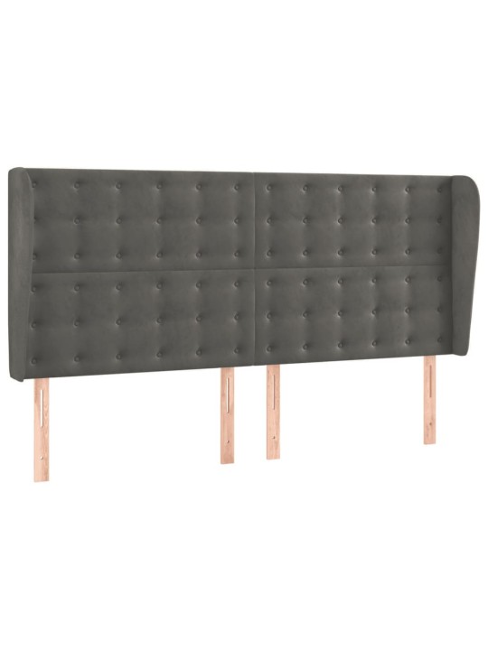 Voodipeats servadega, tumehall, 183x23x118/128 cm, samet
