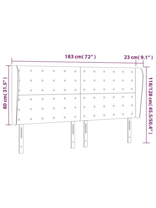 Voodipeats servadega, tumeroheline, 183x23x118/128 cm, samet