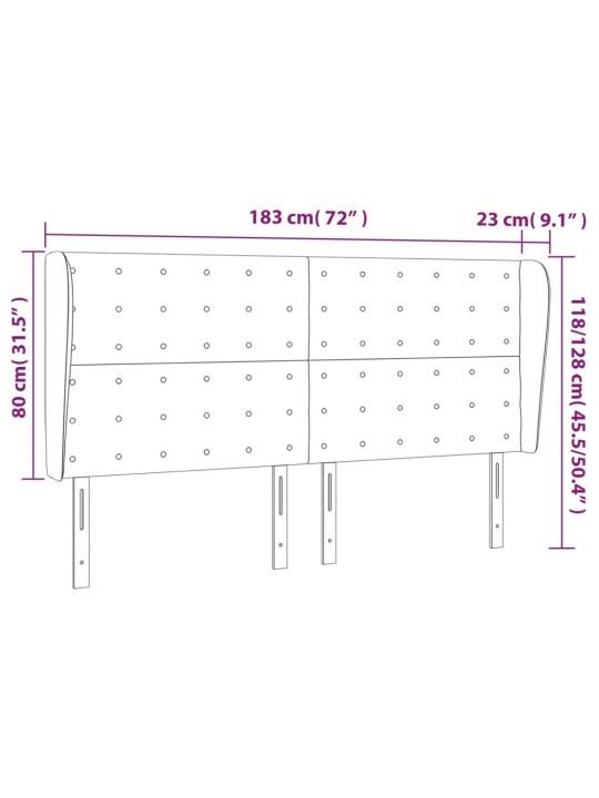 Voodipeats servadega, tumesinine, 183x23x118/128 cm, samet
